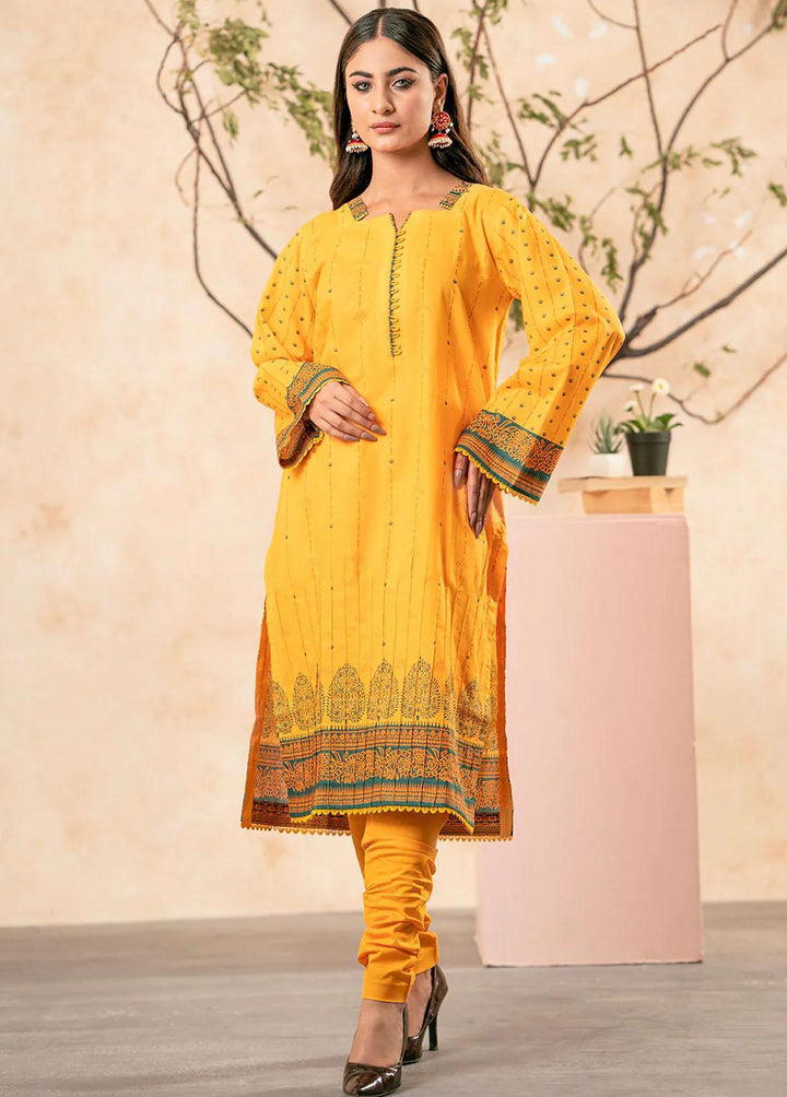 Safwa Printed Lawn Suits Unstitched 2 Piece SW23L S2P-50 Saffron Mango - Summer Collection