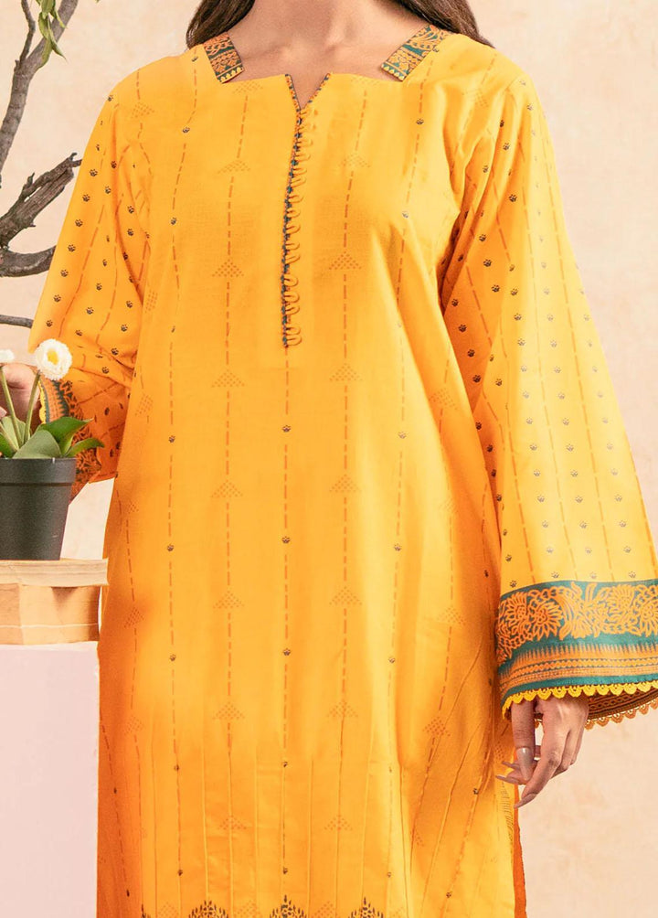 Safwa Printed Lawn Suits Unstitched 2 Piece SW23L S2P-50 Saffron Mango - Summer Collection