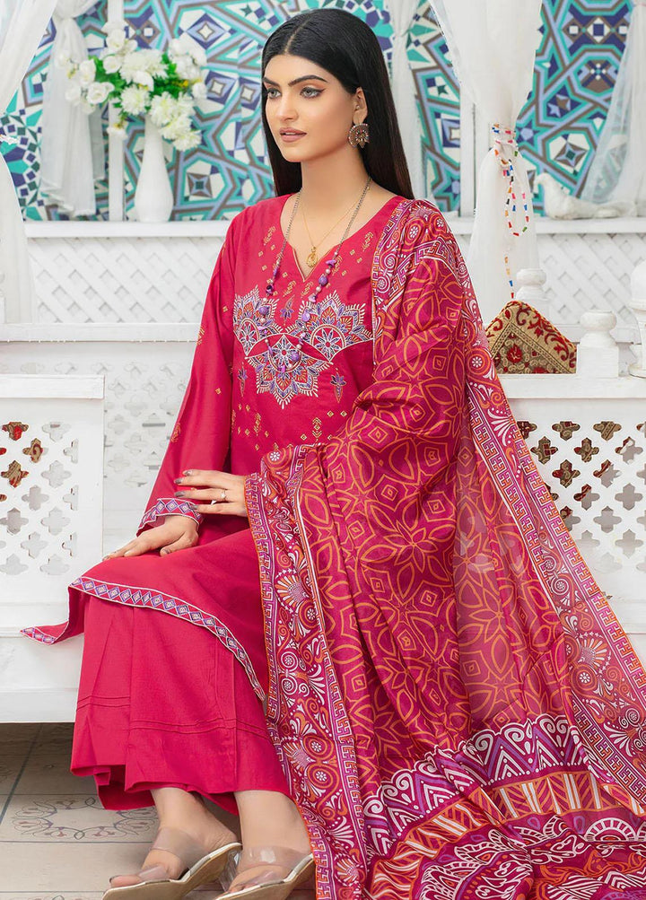 Safwa Pret Embroidered Lawn 3 Piece Suit SW23P 3P-EMB-112 Bright Maroon