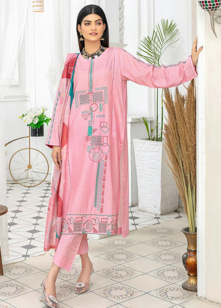 Safwa Pret Embroidered Lawn 3 Piece Suit SW23P 3P-EMB-121 Soft Pink