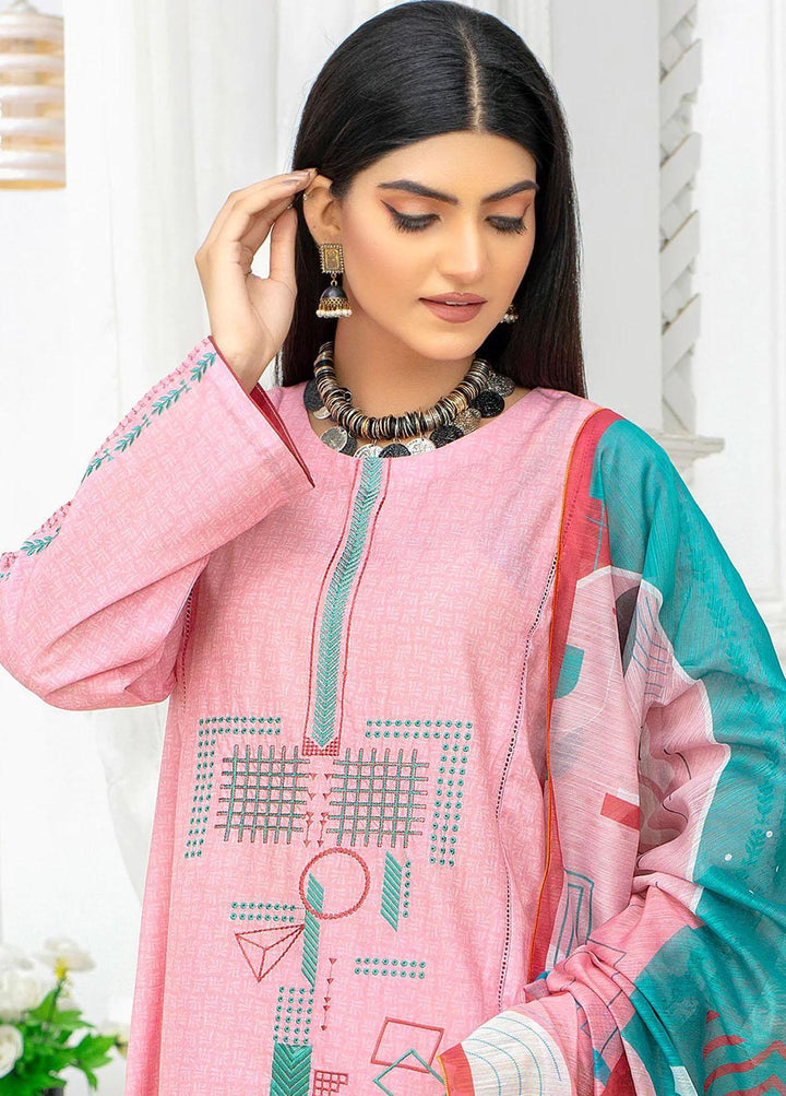 Safwa Pret Embroidered Lawn 3 Piece Suit SW23P 3P-EMB-121 Soft Pink