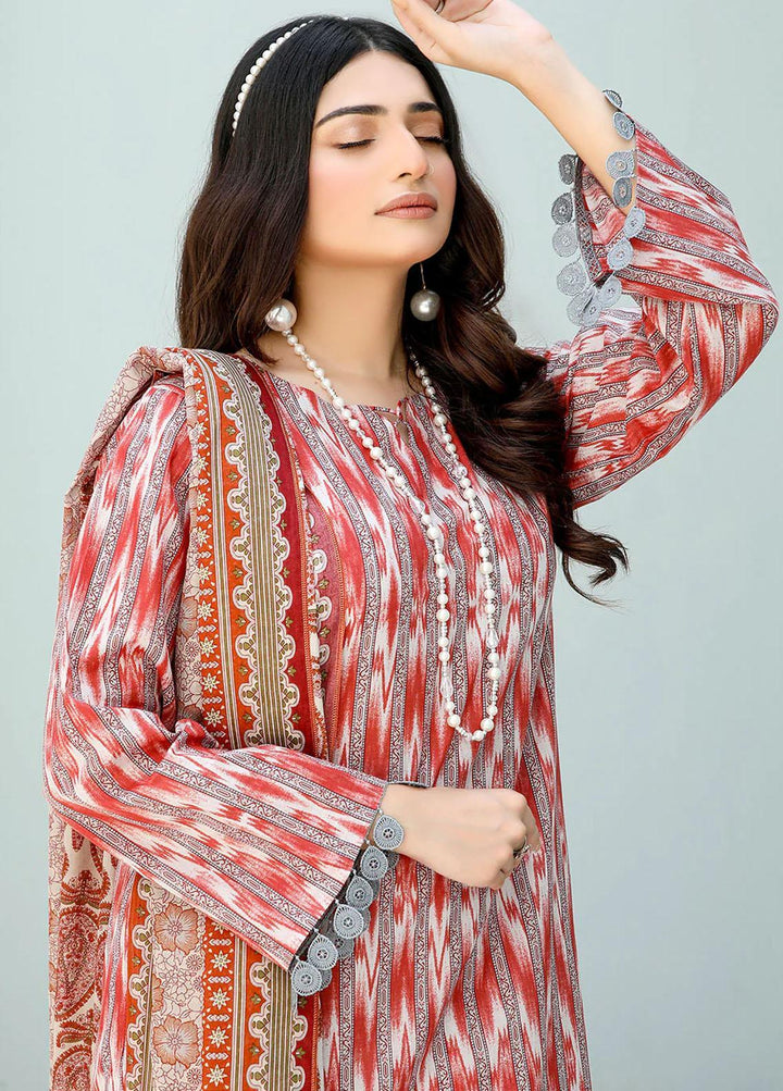 Safwa Pret Embroidered Lawn 3 Piece Suit SW23P 3P-PR-124 Dull Red