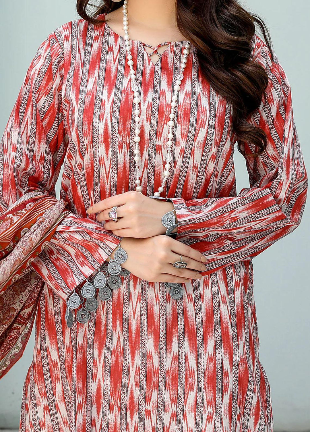 Safwa Pret Embroidered Lawn 3 Piece Suit SW23P 3P-PR-124 Dull Red