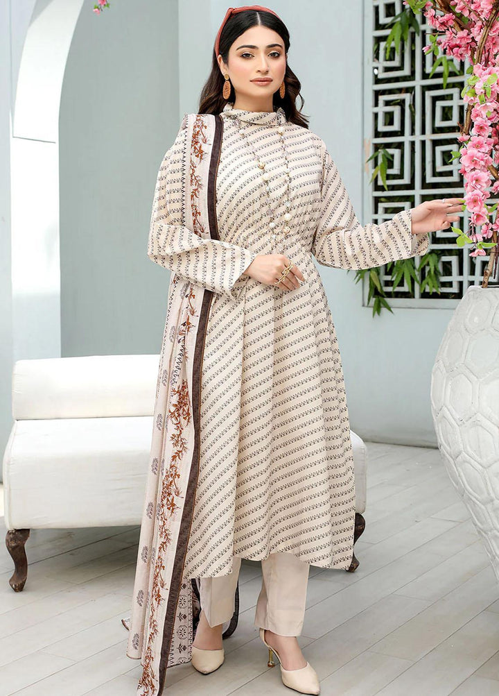 Safwa Pret Embroidered Lawn 3 Piece Suit SW23P 3P-PR-126 Antique White