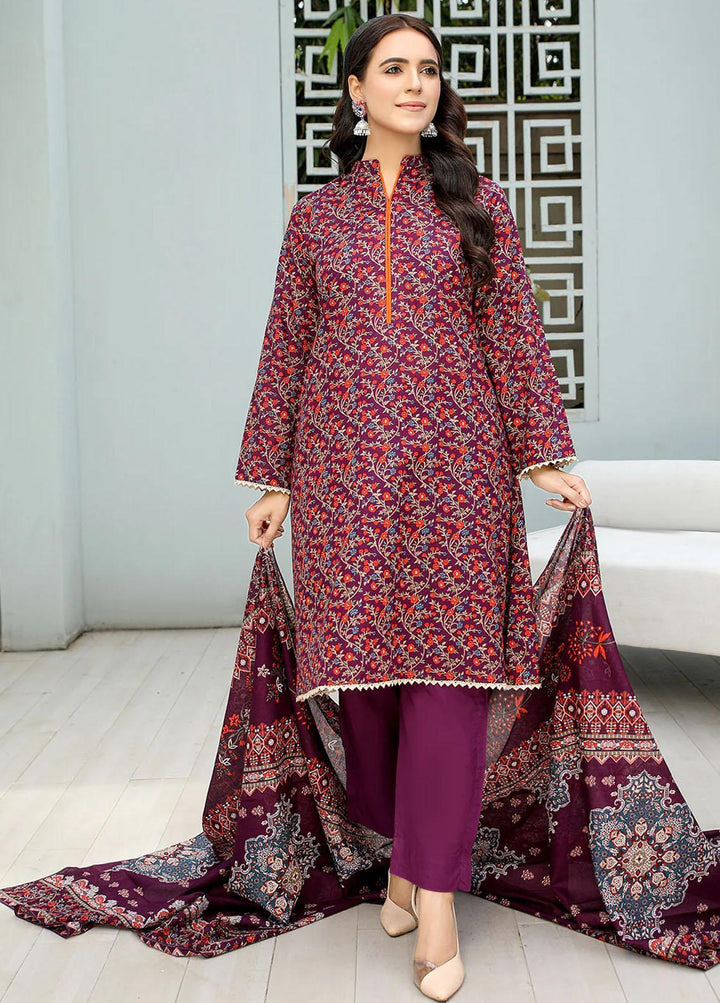 Safwa Pret Embroidered Lawn 3 Piece Suit SW23P 3P-PR-127 Pansy Purple