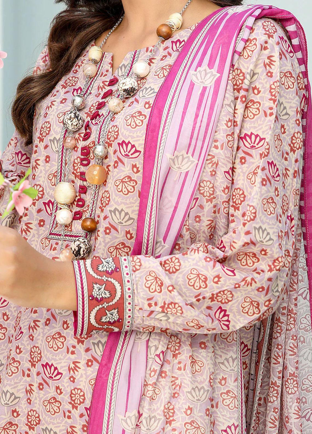 Safwa Pret Embroidered Lawn 3 Piece Suit SW23P 3P-PR-128 Almond