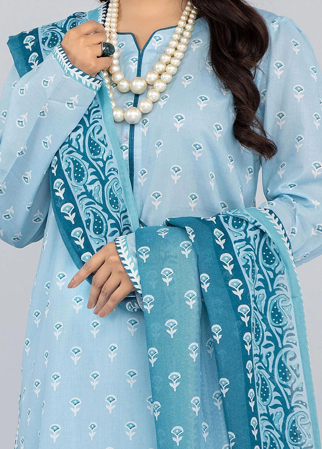 Safwa Pret Embroidered Lawn 3 Piece Suit SW23P 3P-PR-130 Rock Blue