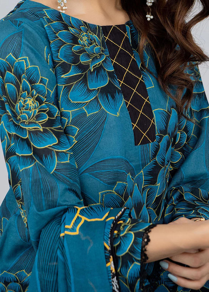 Safwa Pret Embroidered Lawn 3 Piece Suit SW23P 3P-PR-133 Peacock Blue