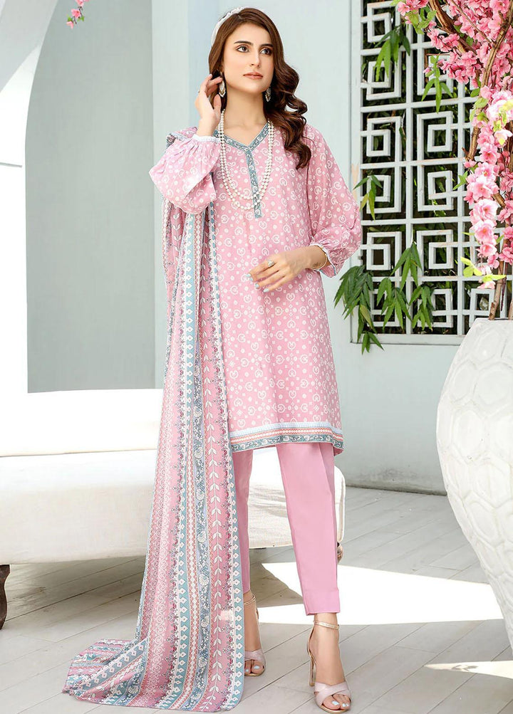 Safwa Pret Embroidered Lawn 3 Piece Suit SW23P 3P-PR-135 Cavern Pink