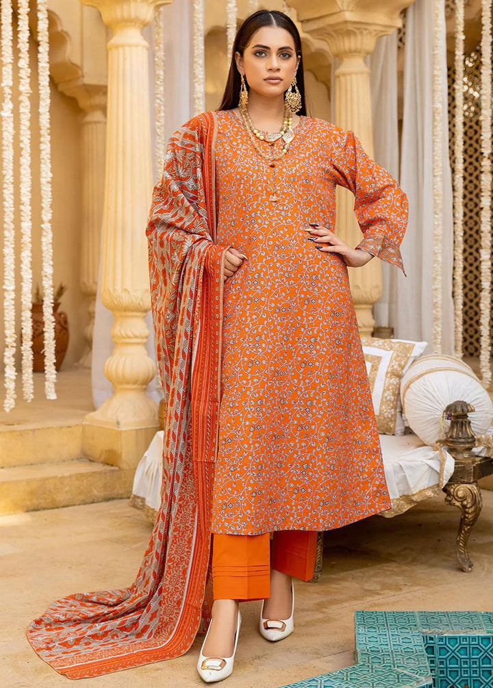 Safwa Pret Embroidered Lawn 3 Piece Suit SW23P 3P-PR-137 Pumpkin Orange