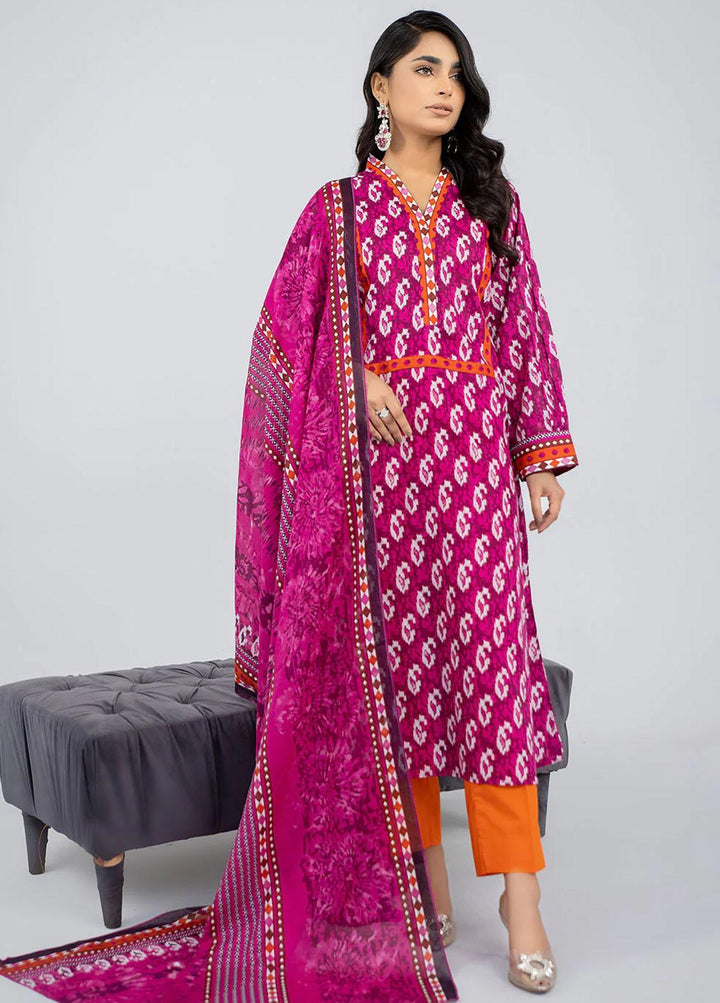 Safwa Pret Embroidered Lawn 3 Piece Suit SW23P 3P-PR-140 Dark Hot Pink