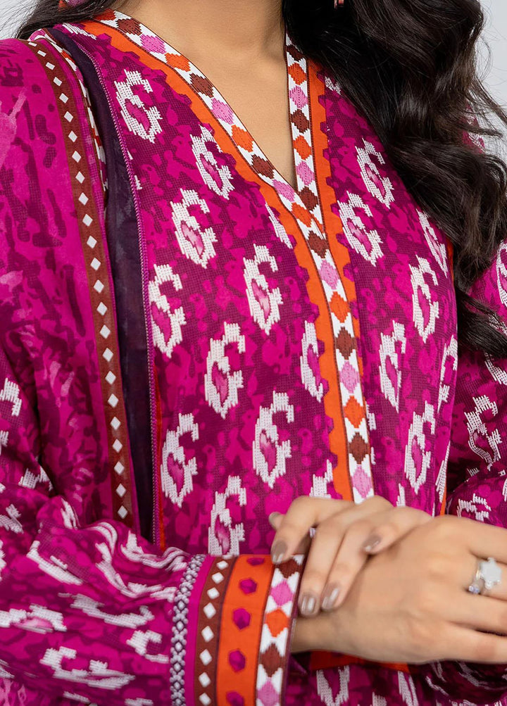 Safwa Pret Embroidered Lawn 3 Piece Suit SW23P 3P-PR-140 Dark Hot Pink