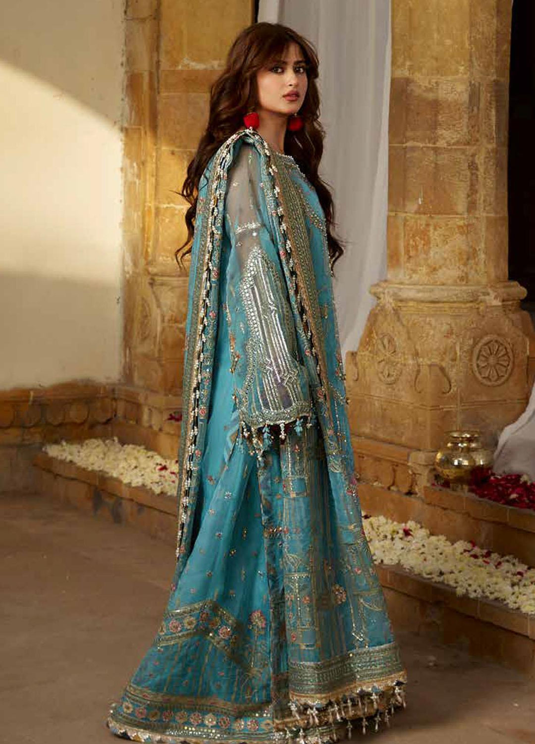 Sagar Kinaray By MNR Embroidered  Suits Unstitched 3 Piece MNR23SK ZWU23-17 UMBER - Wedding Collection