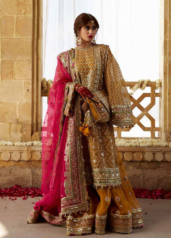 Sagar Kinaray By MNR Embroidered  Suits Unstitched 3 Piece MNR23SK ZWU23-21 KESARI - Wedding Collection