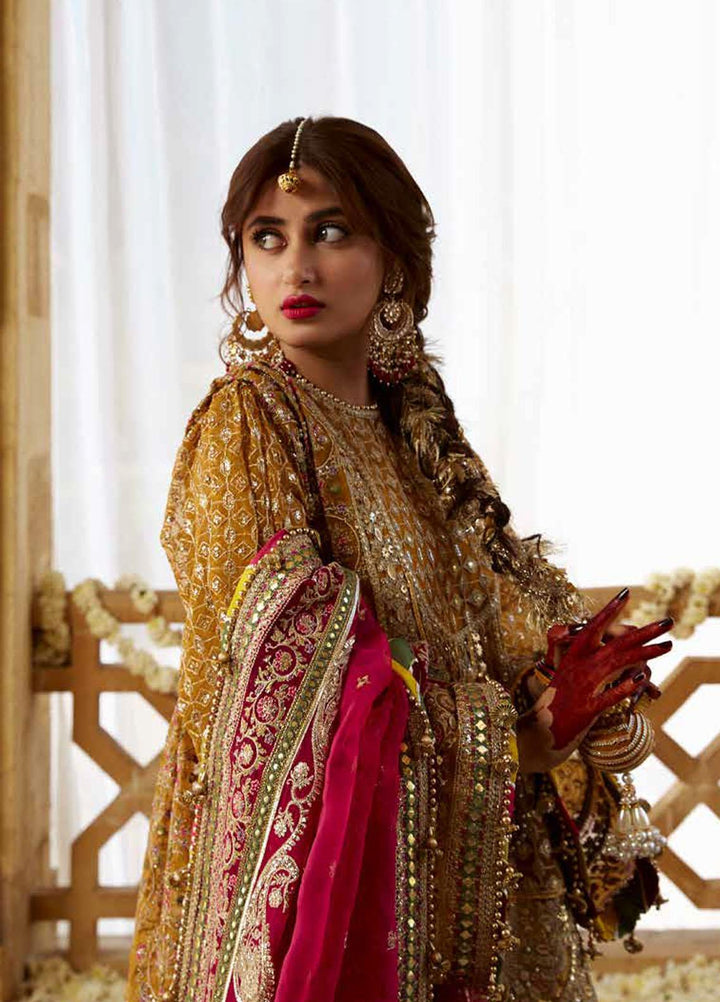 Sagar Kinaray By MNR Embroidered  Suits Unstitched 3 Piece MNR23SK ZWU23-21 KESARI - Wedding Collection