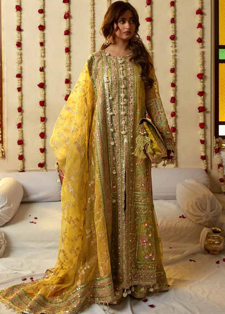 Sagar Kinaray By MNR Embroidered  Suits Unstitched 3 Piece MNR23SK ZWU23-24 NIMBU - Wedding Collection