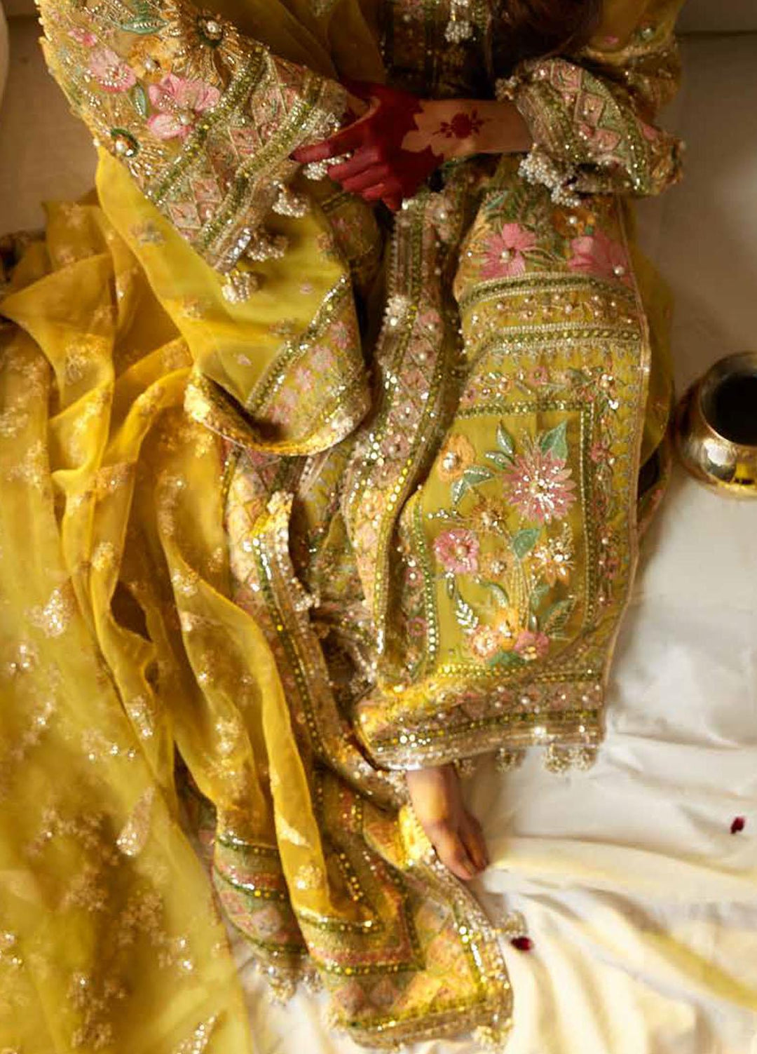 Sagar Kinaray By MNR Embroidered  Suits Unstitched 3 Piece MNR23SK ZWU23-24 NIMBU - Wedding Collection