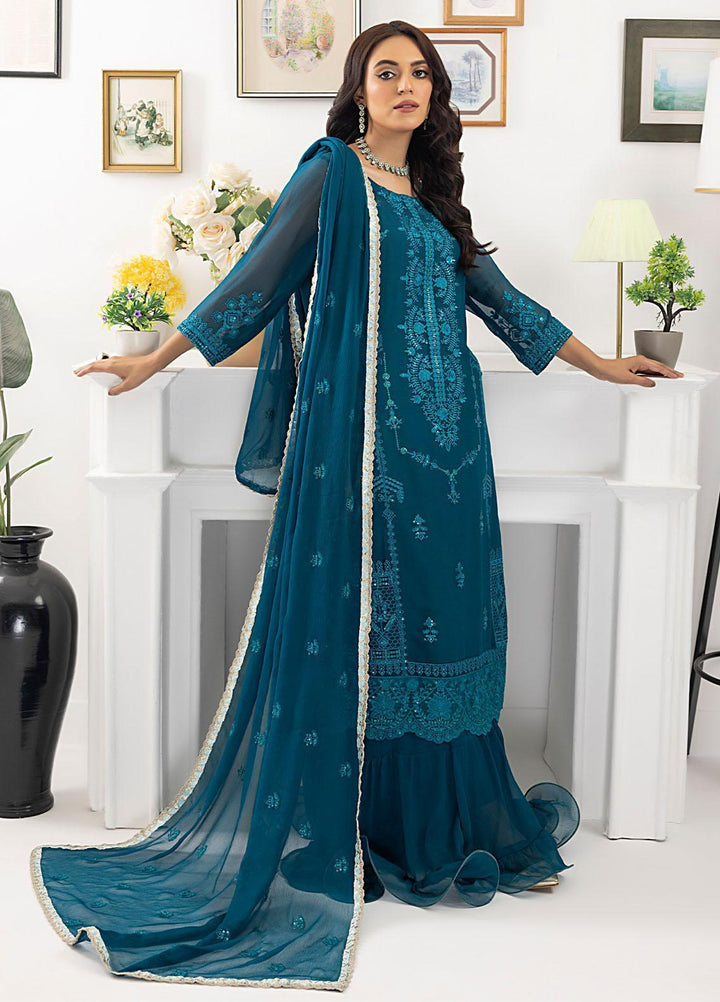 Ella By Sahane Embroidered Chiffon Suits Unstitched 3 Piece SNE23EL SAH-1012 - Formal Collection