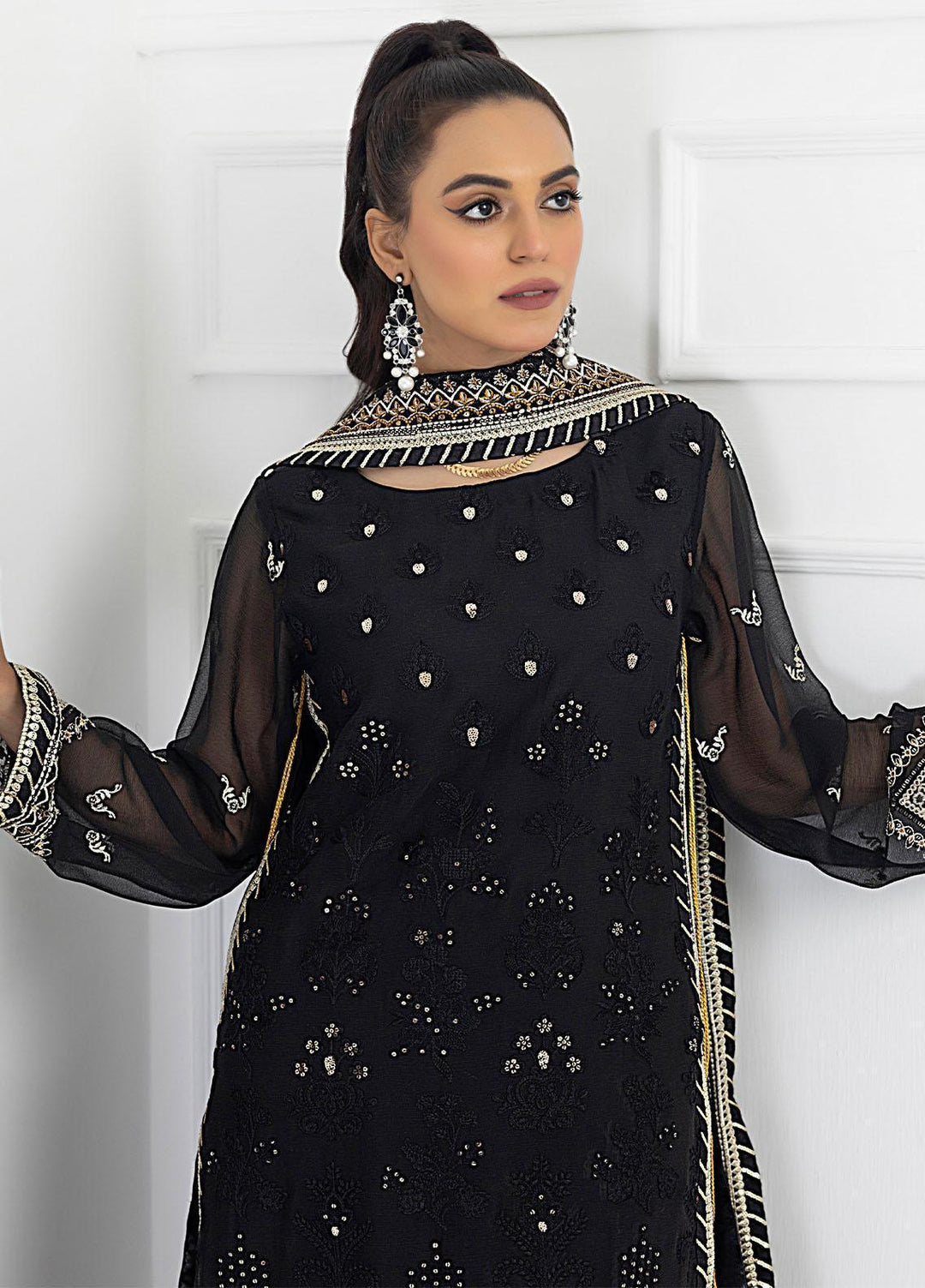 Ella By Sahane Embroidered Chiffon Suits Unstitched 3 Piece SNE23EL SAH-1015 - Formal Collection