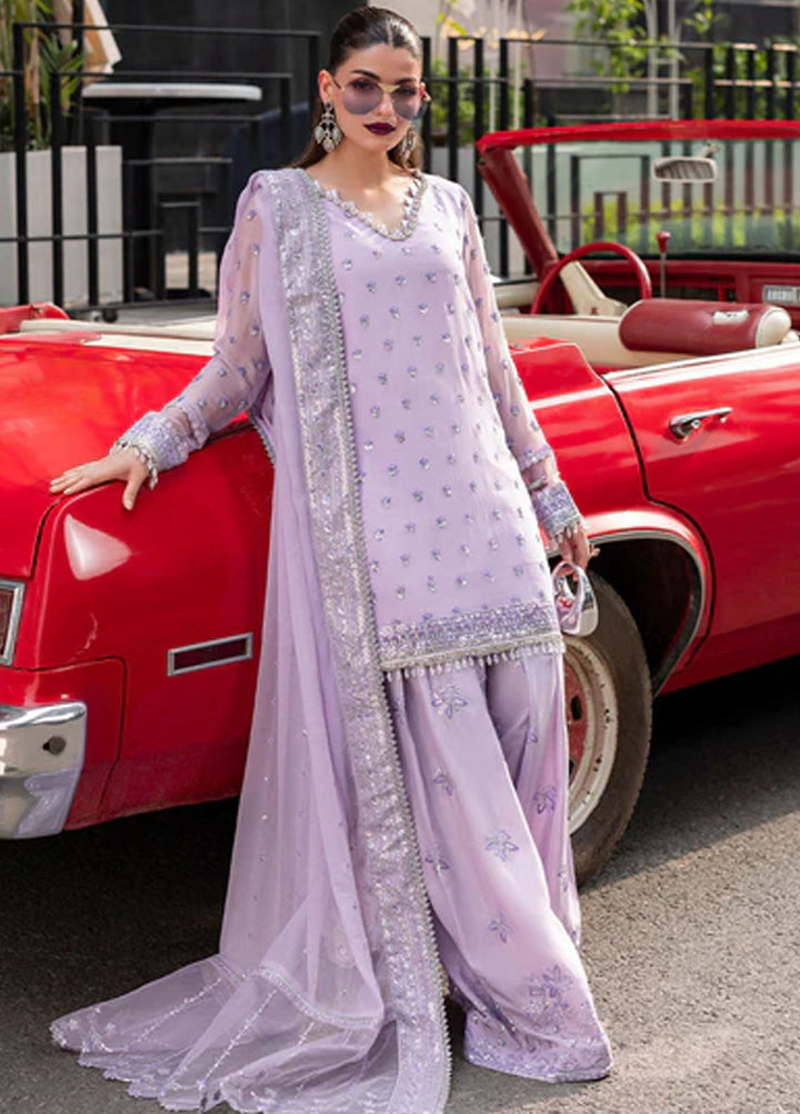 Sahane Embroidered Chiffon Suits Unstitched 3 Piece CT 25002 Lavendine - Formals Collection