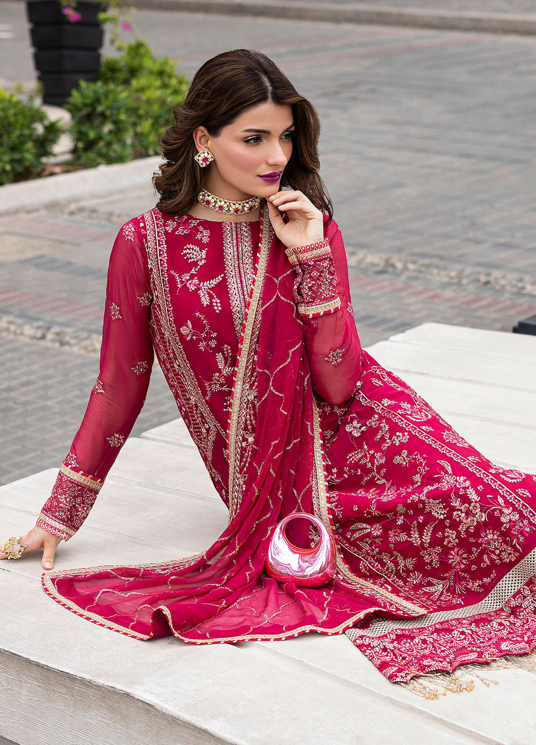 Sahane Embroidered Chiffon Suits Unstitched 3 Piece CT 25003 Dousee - Formals Collection