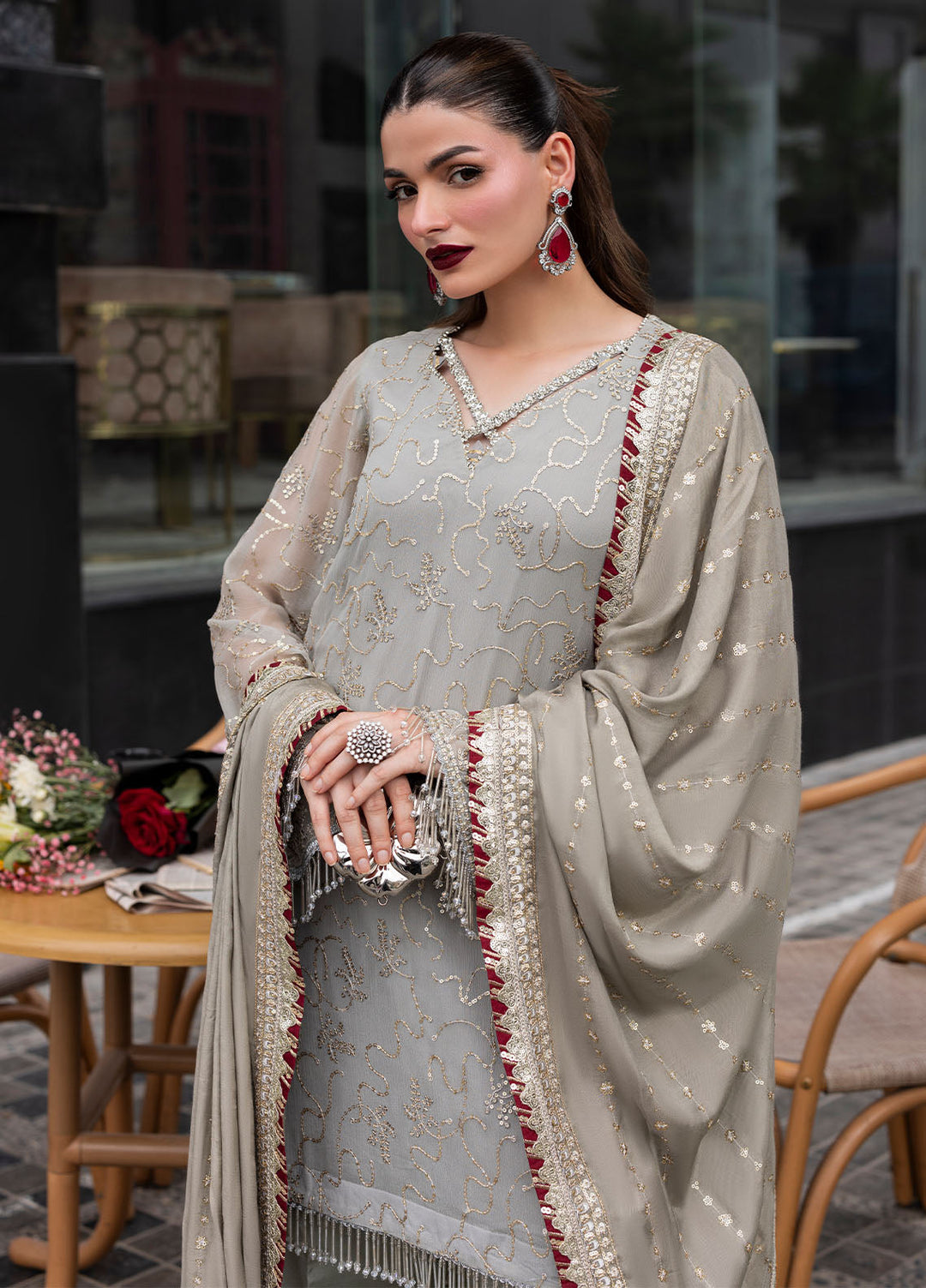 Sahane Embroidered Chiffon Suits Unstitched 3 Piece CT 25007 Dew - Formals Collection