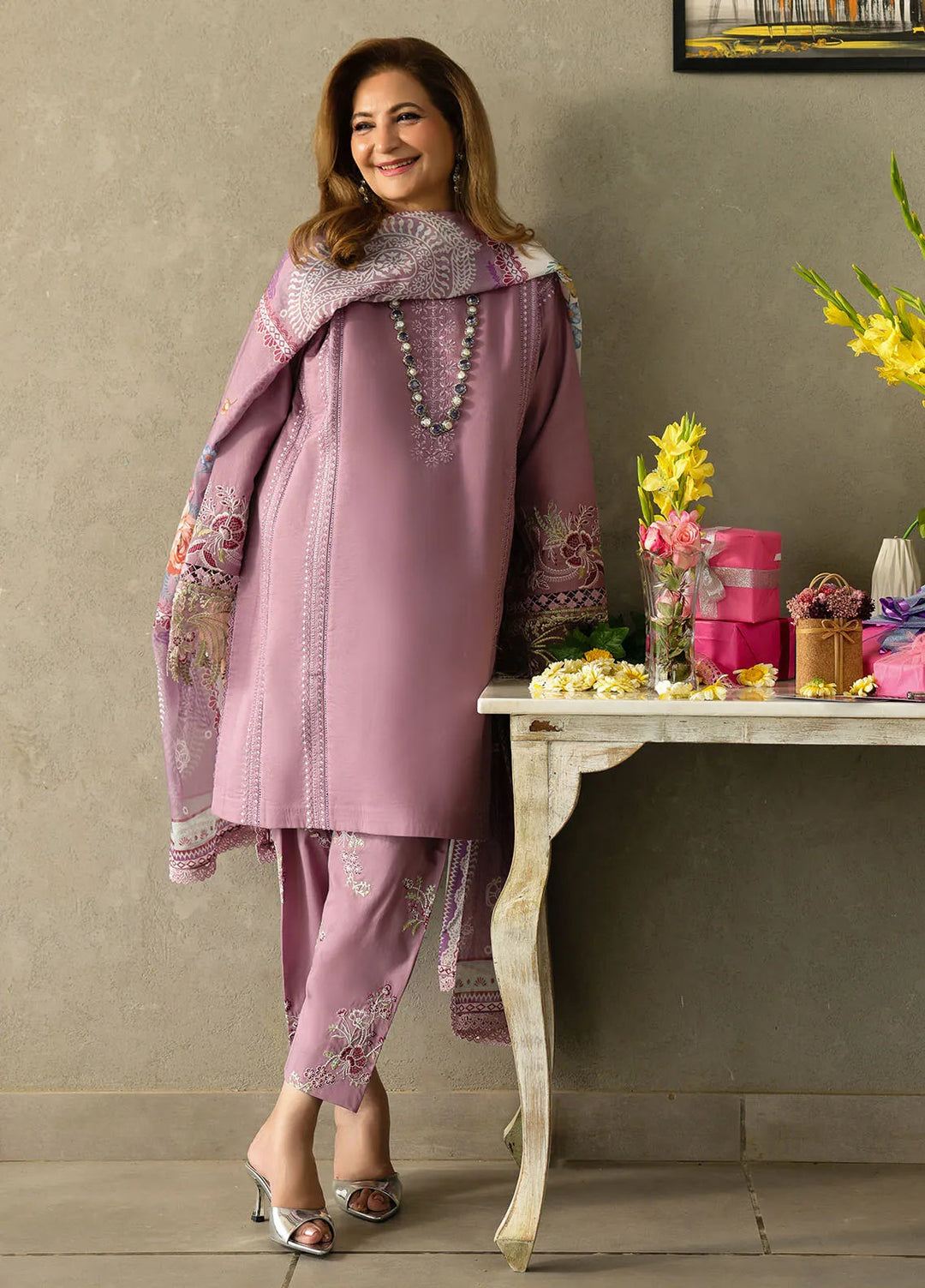 Sahane Embroidered Lawn Suits Unstitched 3 Piece SNE25IL CT-21003 Lilaia - Summer Collection