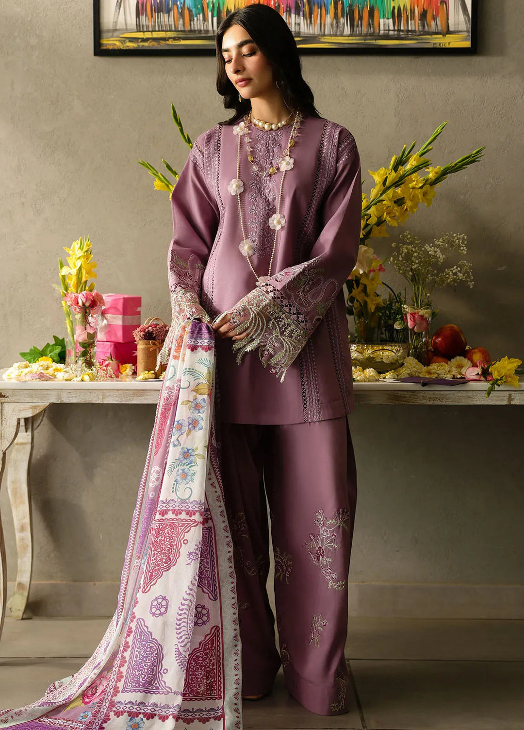 Sahane Embroidered Lawn Suits Unstitched 3 Piece SNE25IL CT-21003 Lilaia - Summer Collection