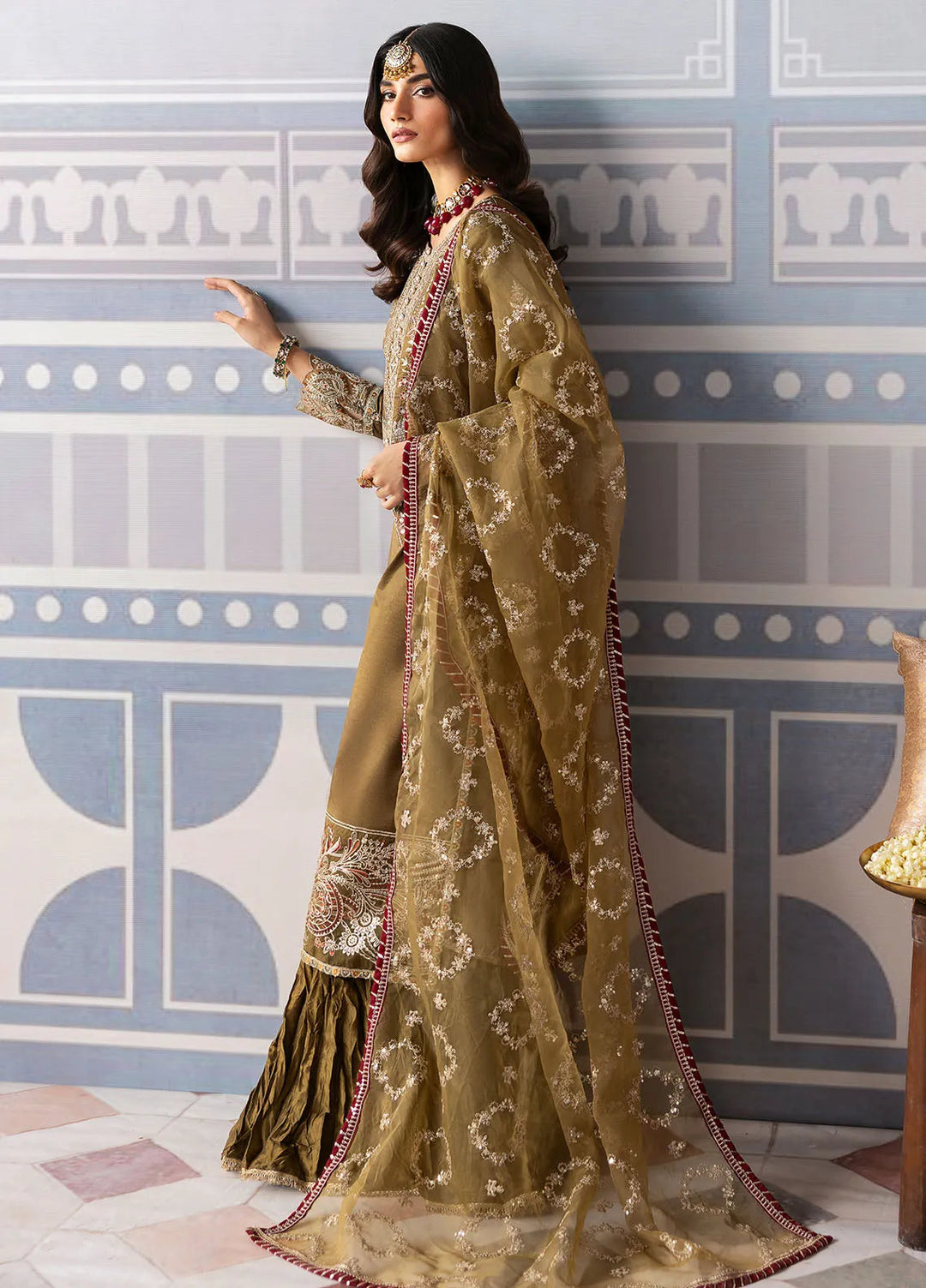 Sahane Embroidered Raw Silk Suits Unstitched 3 Piece SNE24TG TSG-02 Olivine - Festive Collection