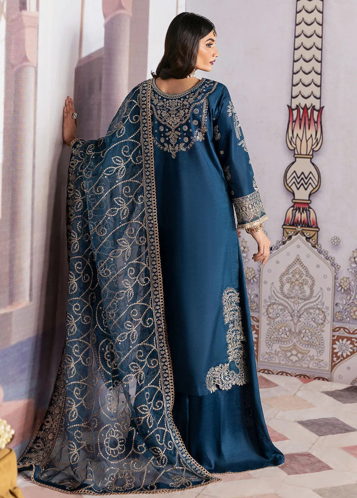 Sahane Embroidered Raw Silk Suits Unstitched 3 Piece SNE24TG TSG-04 Azure - Festive Collection