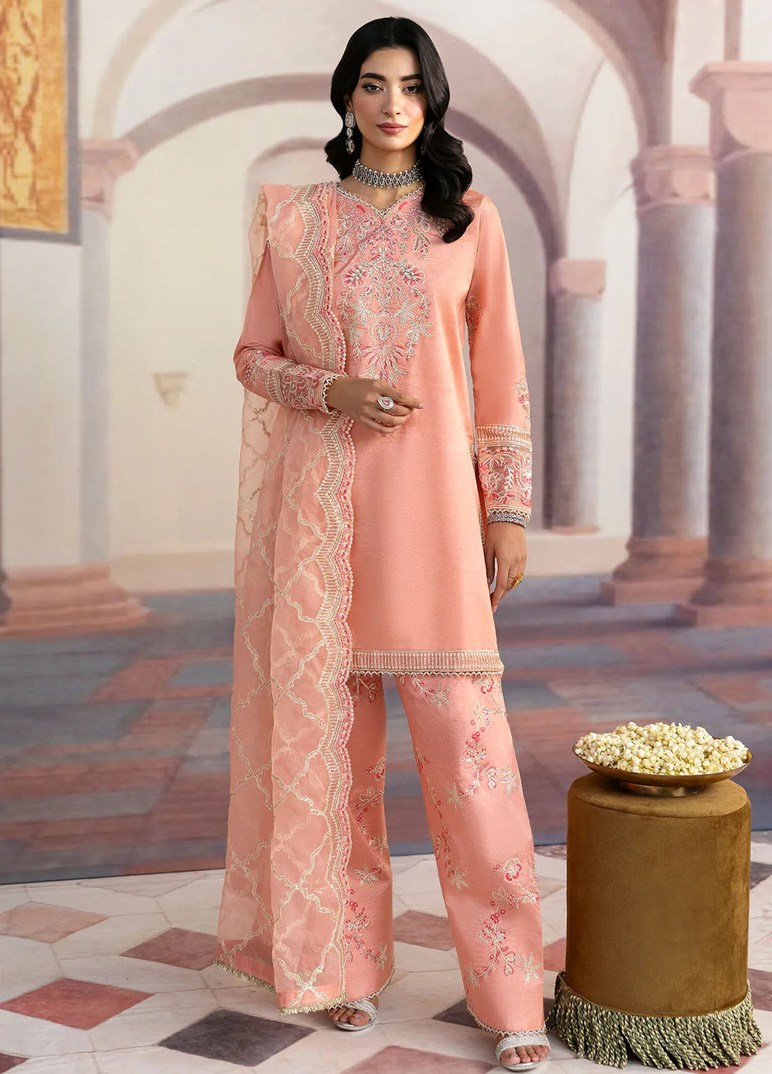 Sahane Embroidered Raw Silk Suits Unstitched 3 Piece SNE24TG TSG-06 Petal  - Festive Collection