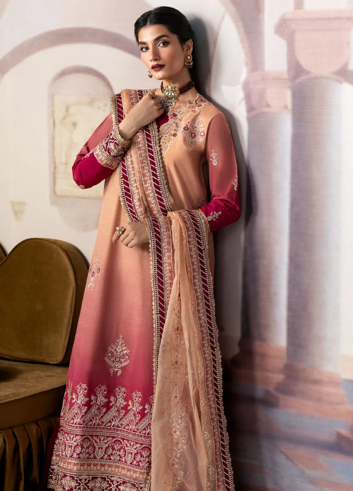 Sahane Embroidered Raw Silk Suits Unstitched 3 Piece SNE24TG TSG-08 Ember - Festive Collection