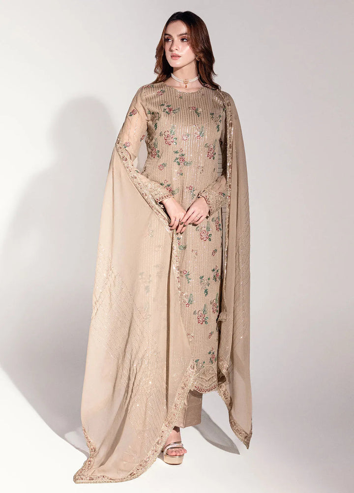 Sahane Pret Embroidered Chiffon 3 Piece Suit ME-01 Sable