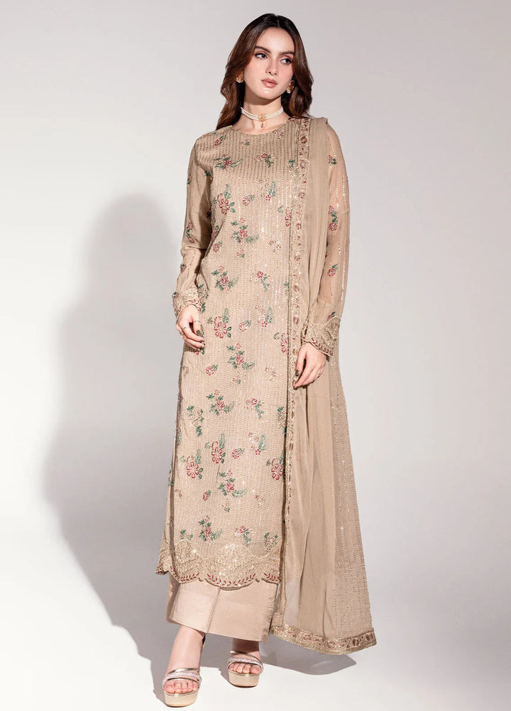 Sahane Pret Embroidered Chiffon 3 Piece Suit ME-01 Sable