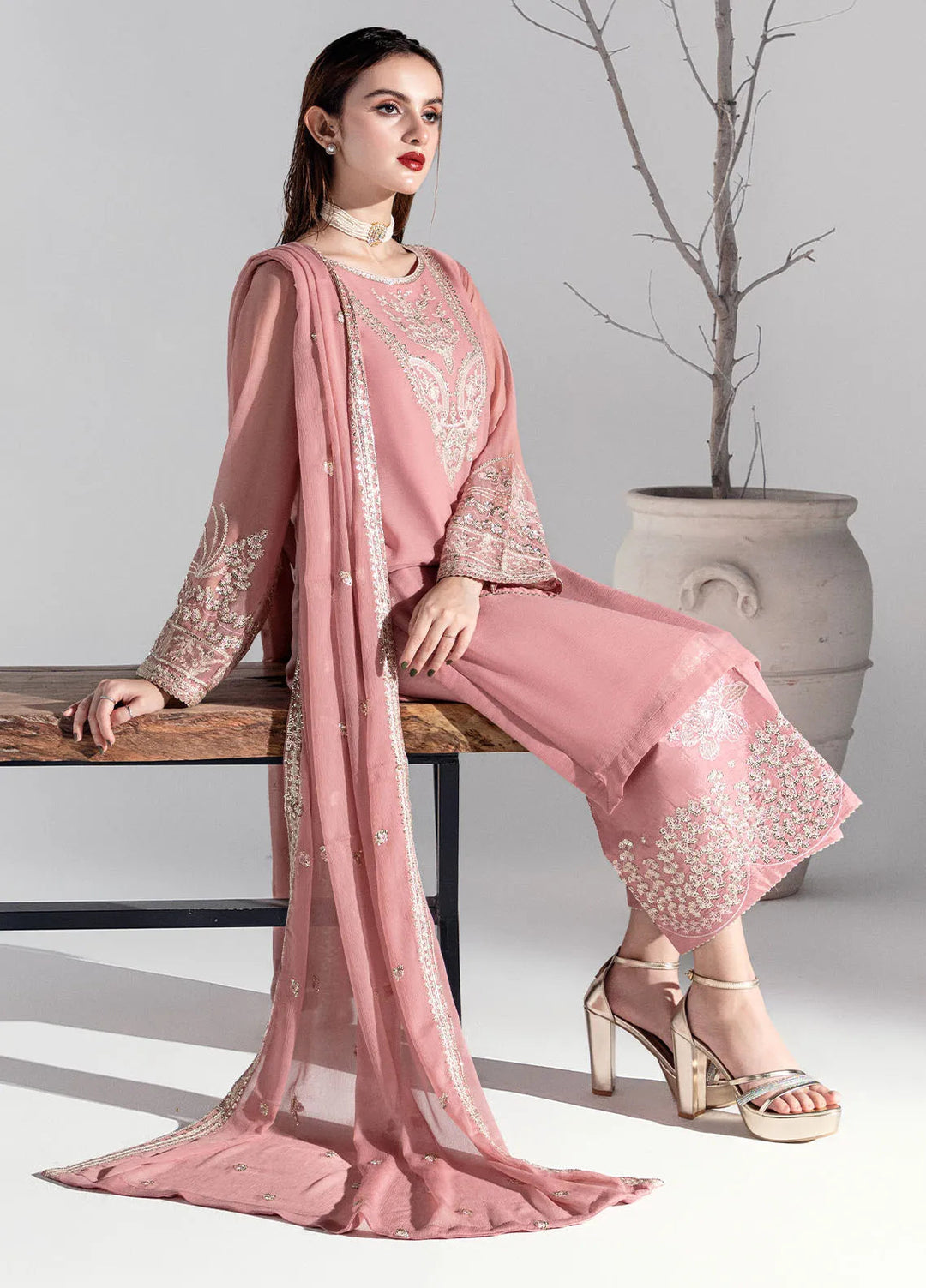 Sahane Pret Embroidered Chiffon 3 Piece Suit ME-02 Clio