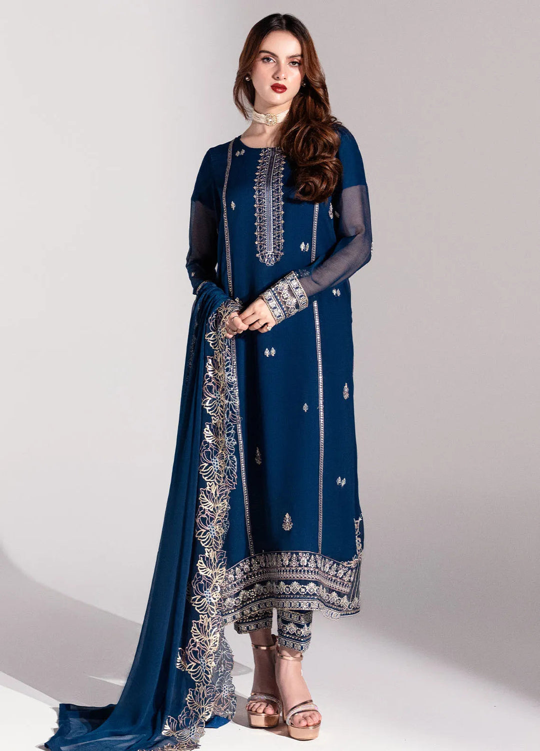 Sahane Pret Embroidered Chiffon 3 Piece Suit ME-03 Myrto