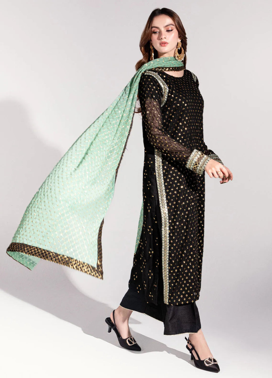 Sahane Pret Embroidered Chiffon 3 Piece Suit ME-04 Nyx