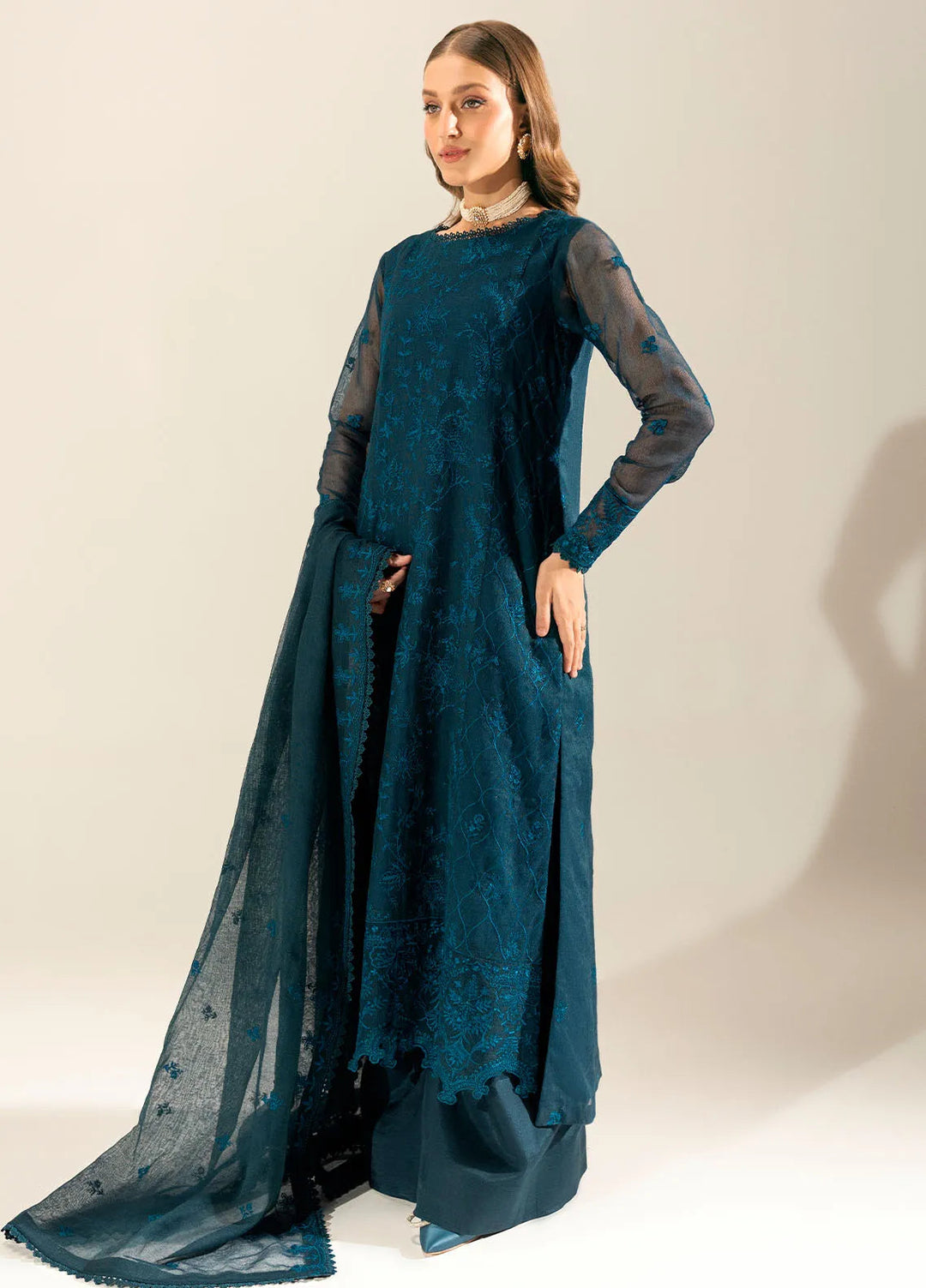 Sahane Pret Embroidered Cotton Net 3 Piece Suit ME 24004 Calla