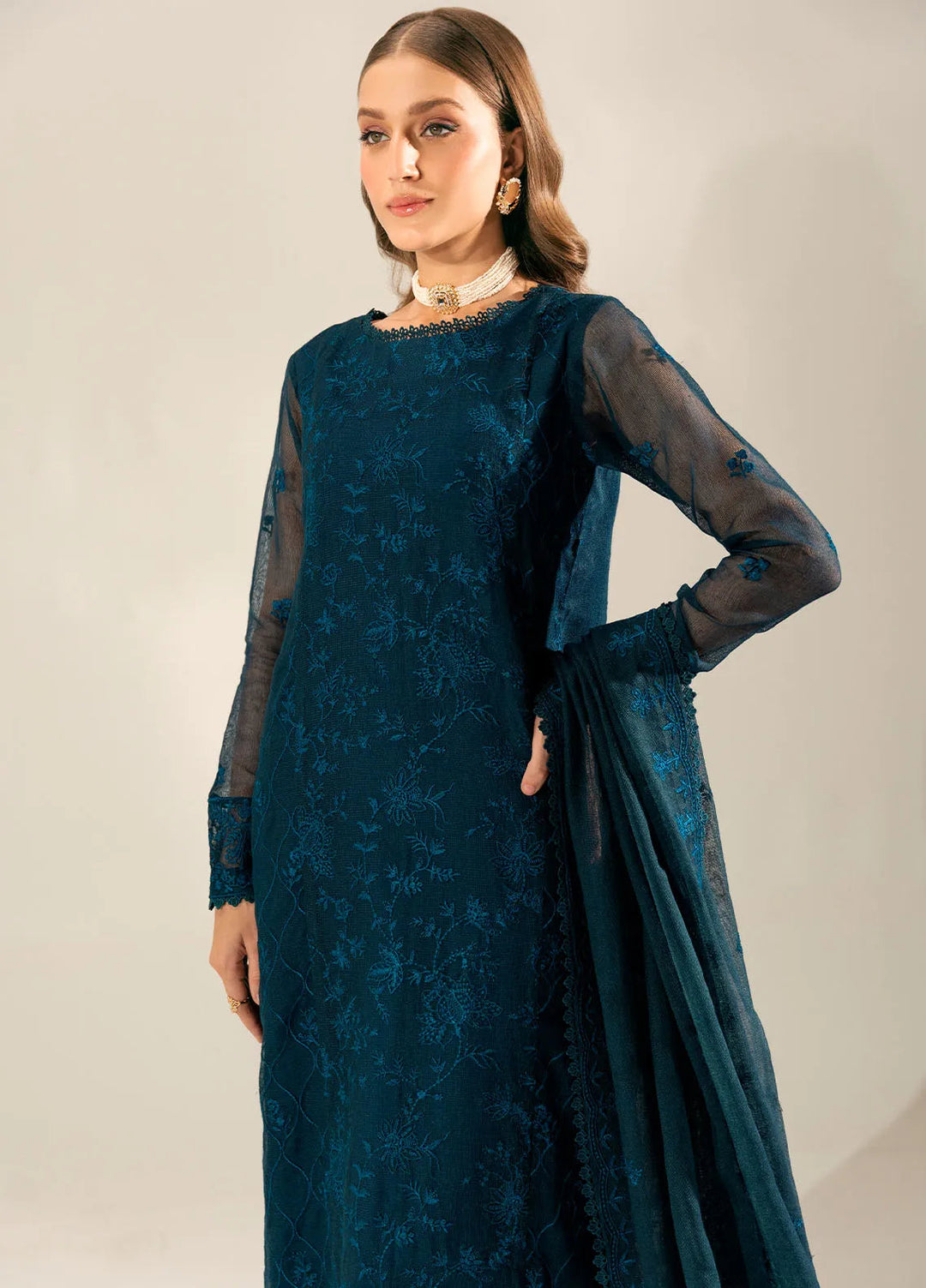 Sahane Pret Embroidered Cotton Net 3 Piece Suit ME 24004 Calla