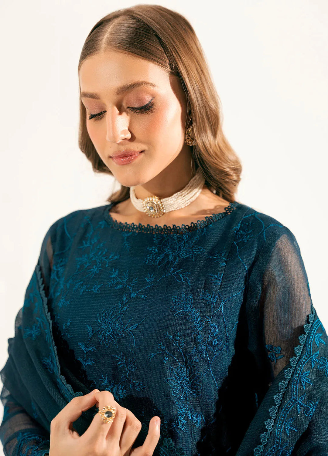 Sahane Pret Embroidered Cotton Net 3 Piece Suit ME 24004 Calla