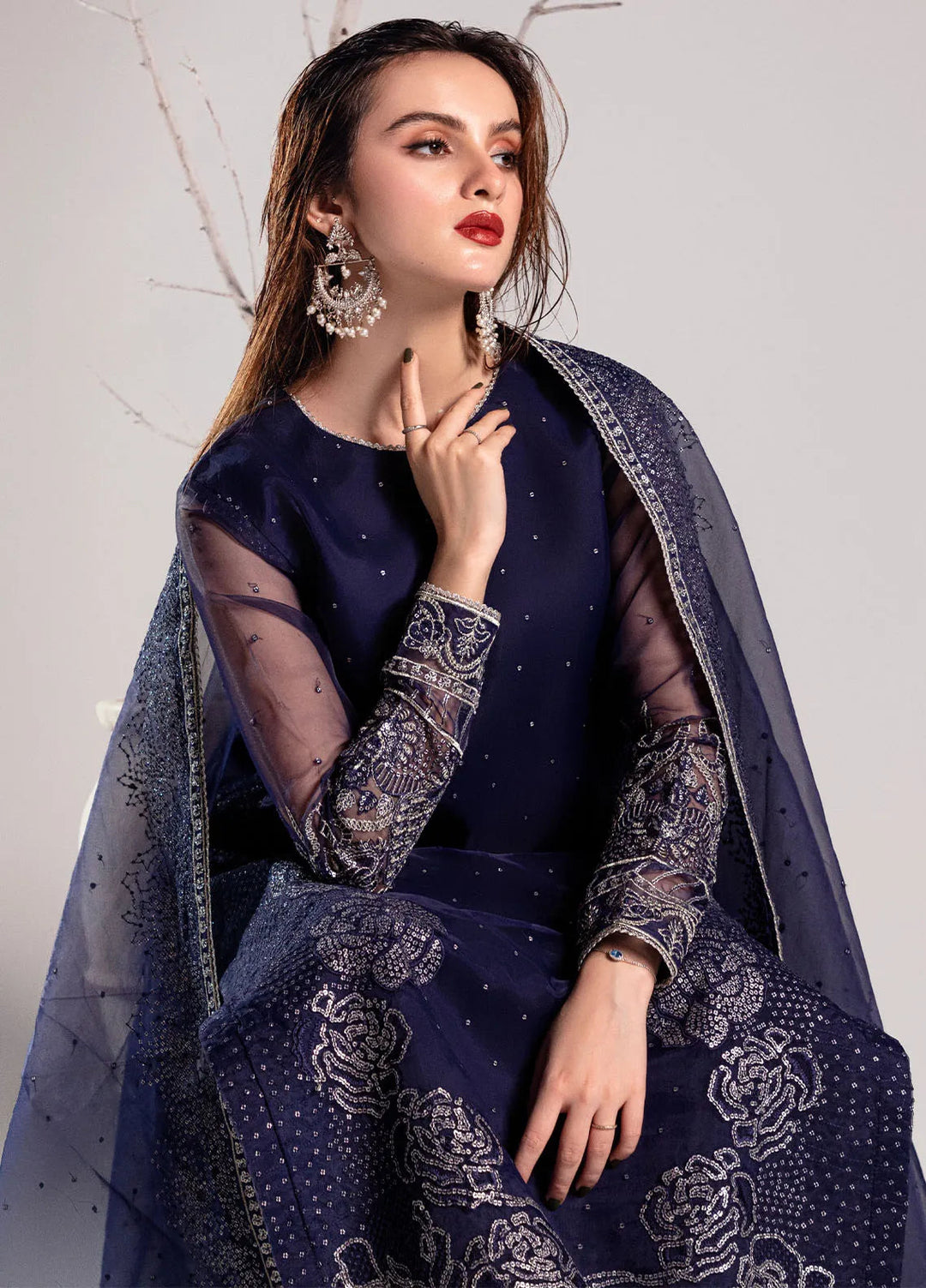 Sahane Pret Embroidered Organza 3 Piece Suit ME-06 Elektra