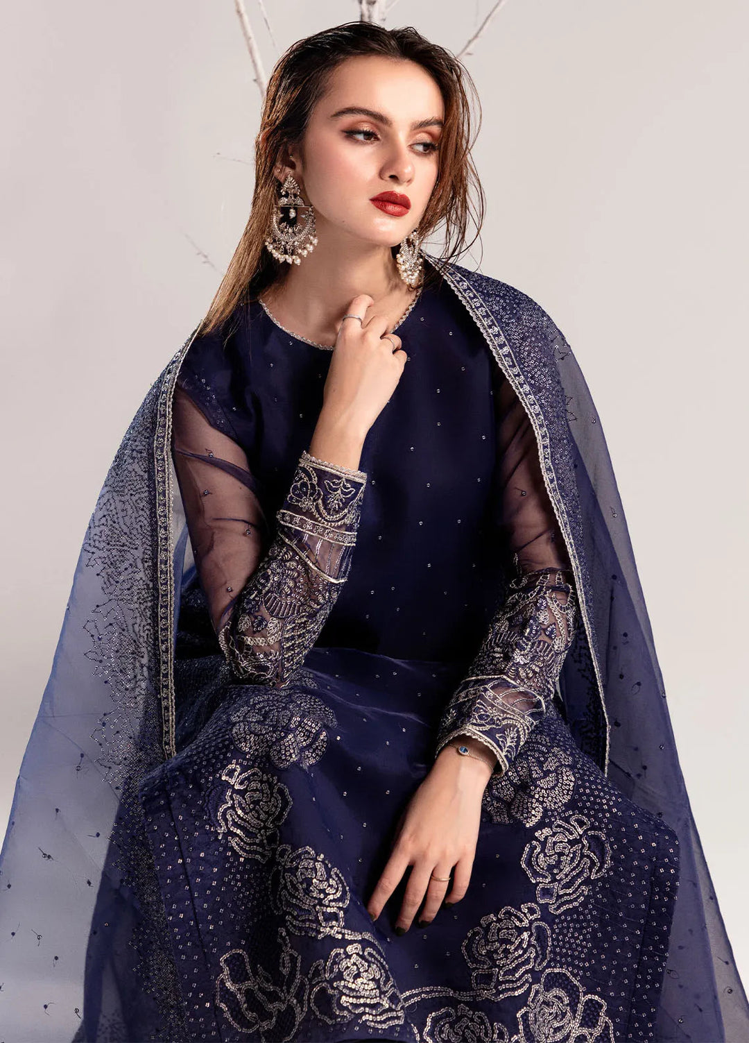 Sahane Pret Embroidered Organza 3 Piece Suit ME-06 Elektra