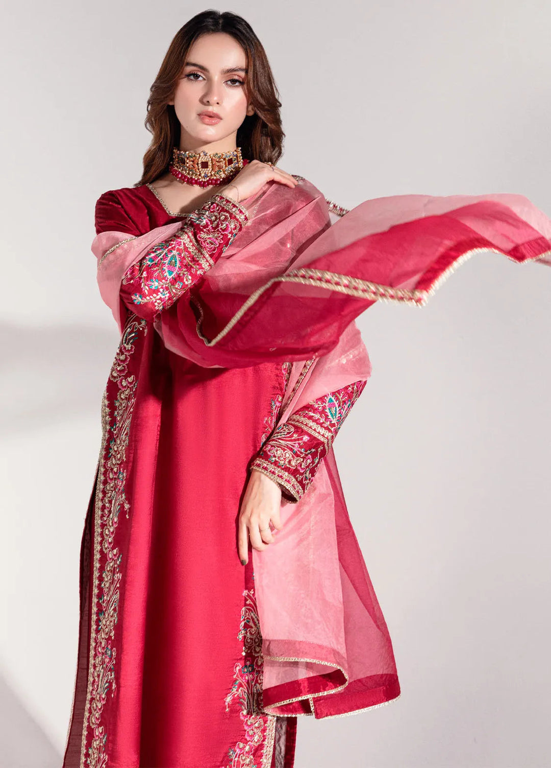 Sahane Pret Embroidered Raw Silk 3 Piece Suit ME-05 Eris