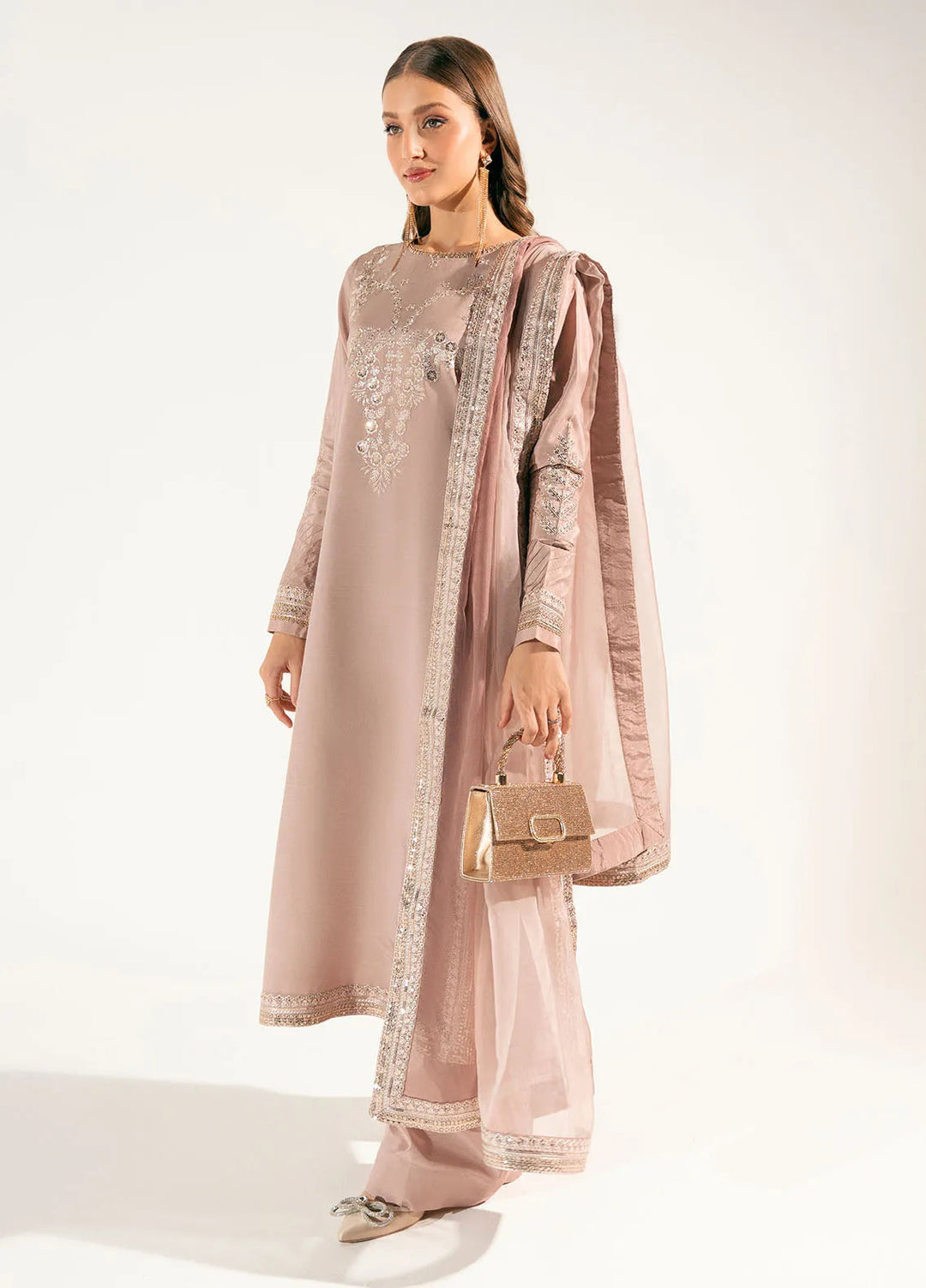 Sahane Pret Embroidered Raw Silk 3 Piece Suit ME 24005 Pelin