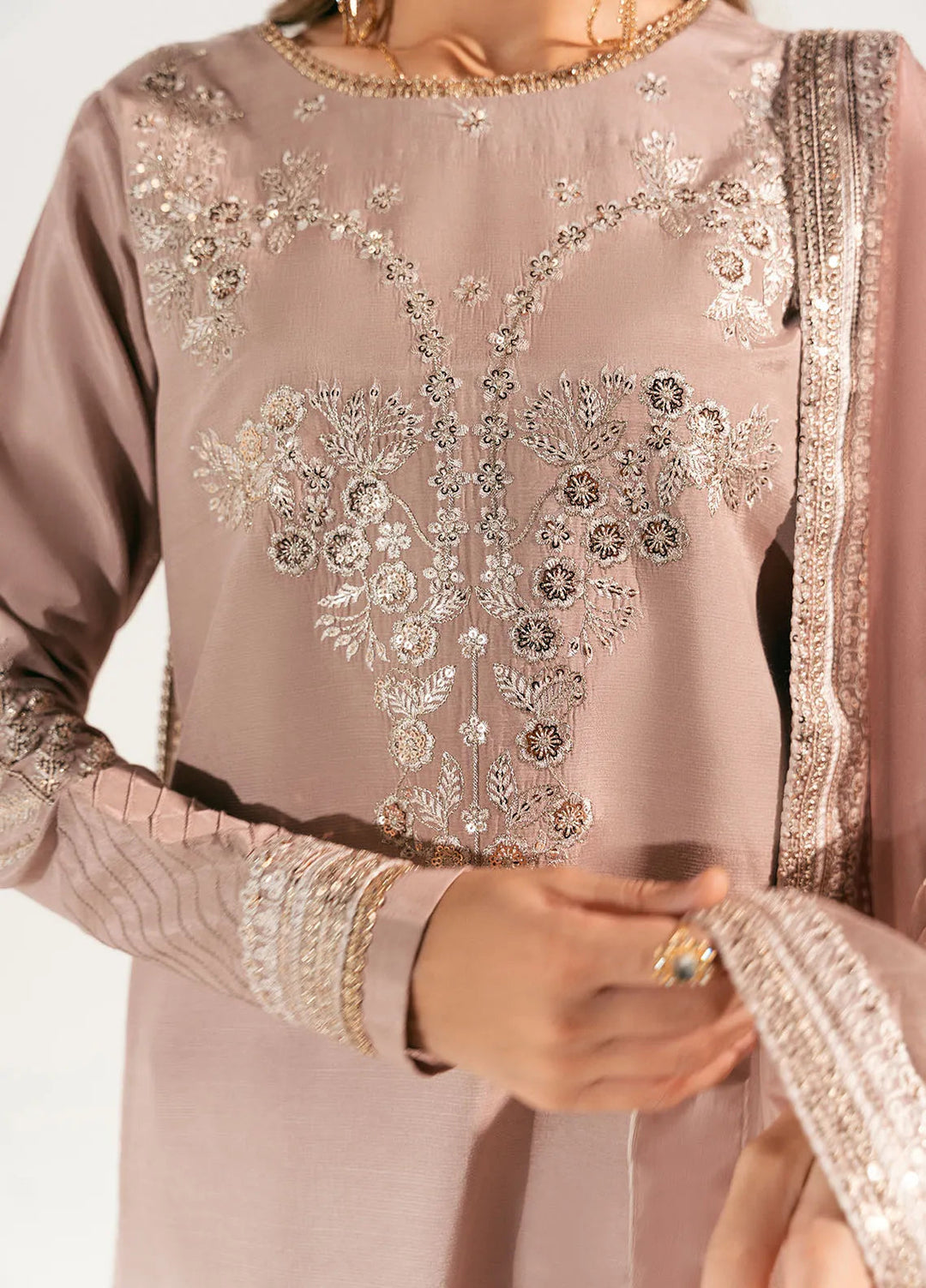 Sahane Pret Embroidered Raw Silk 3 Piece Suit ME 24005 Pelin