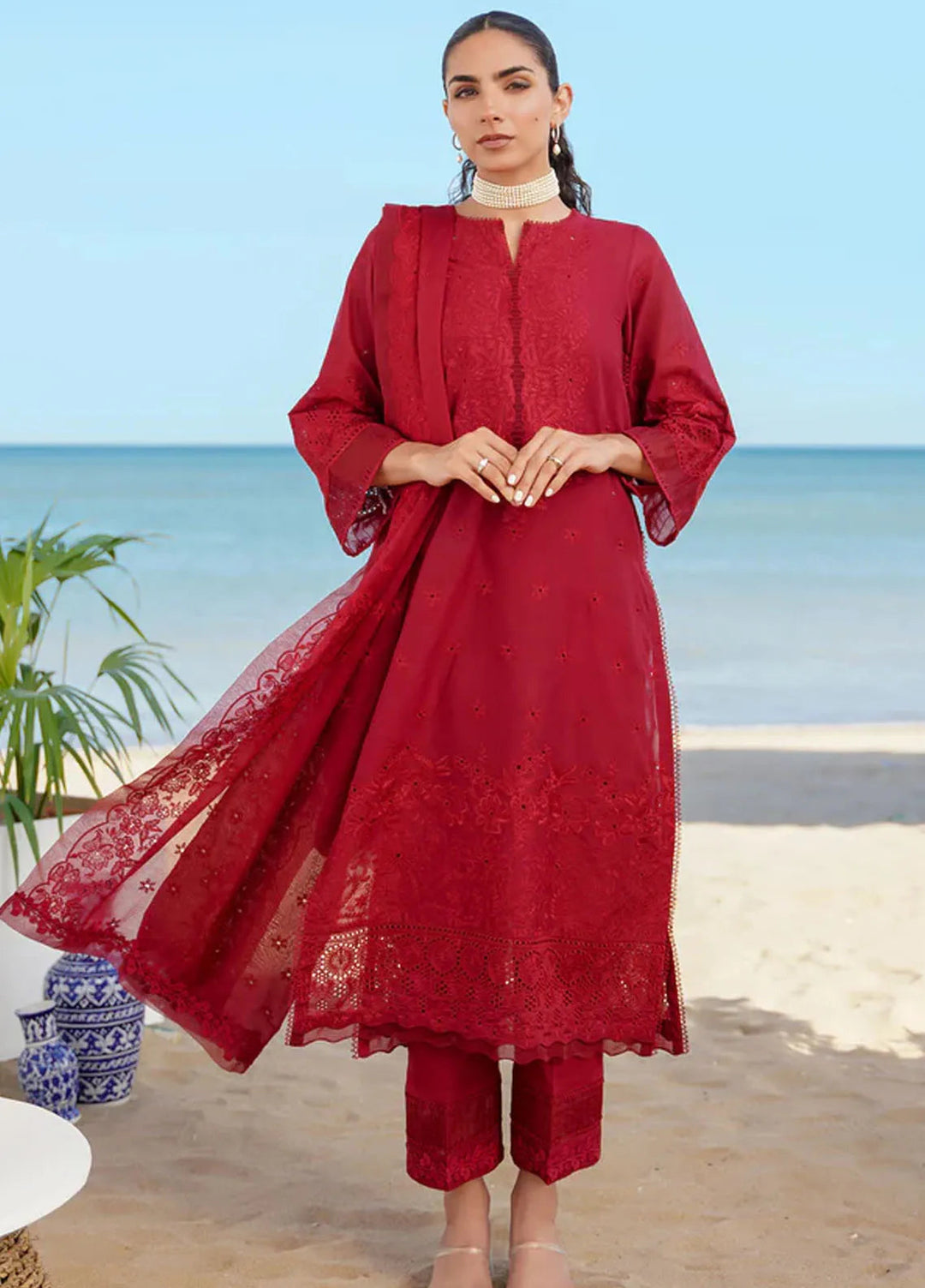 Sahar Chikankari Lawn Suit Unstitched 3 Piece SHR24C D-01 - Summer Collection