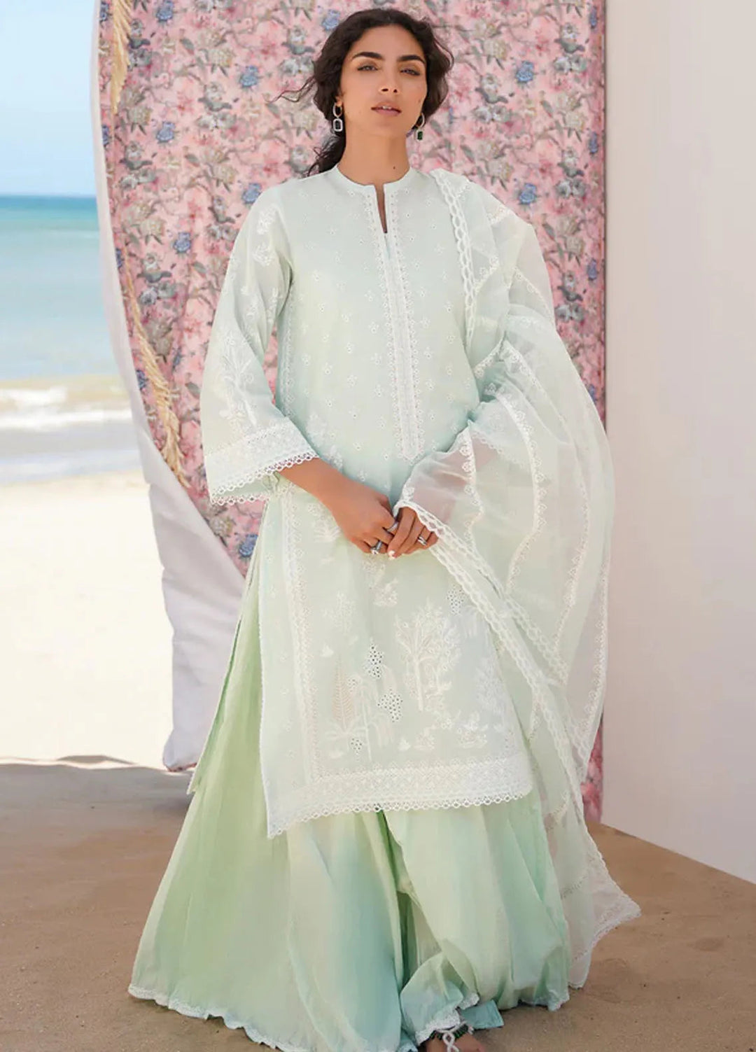 Sahar Chikankari Lawn Suit Unstitched 3 Piece SHR24C D-02 - Summer Collection