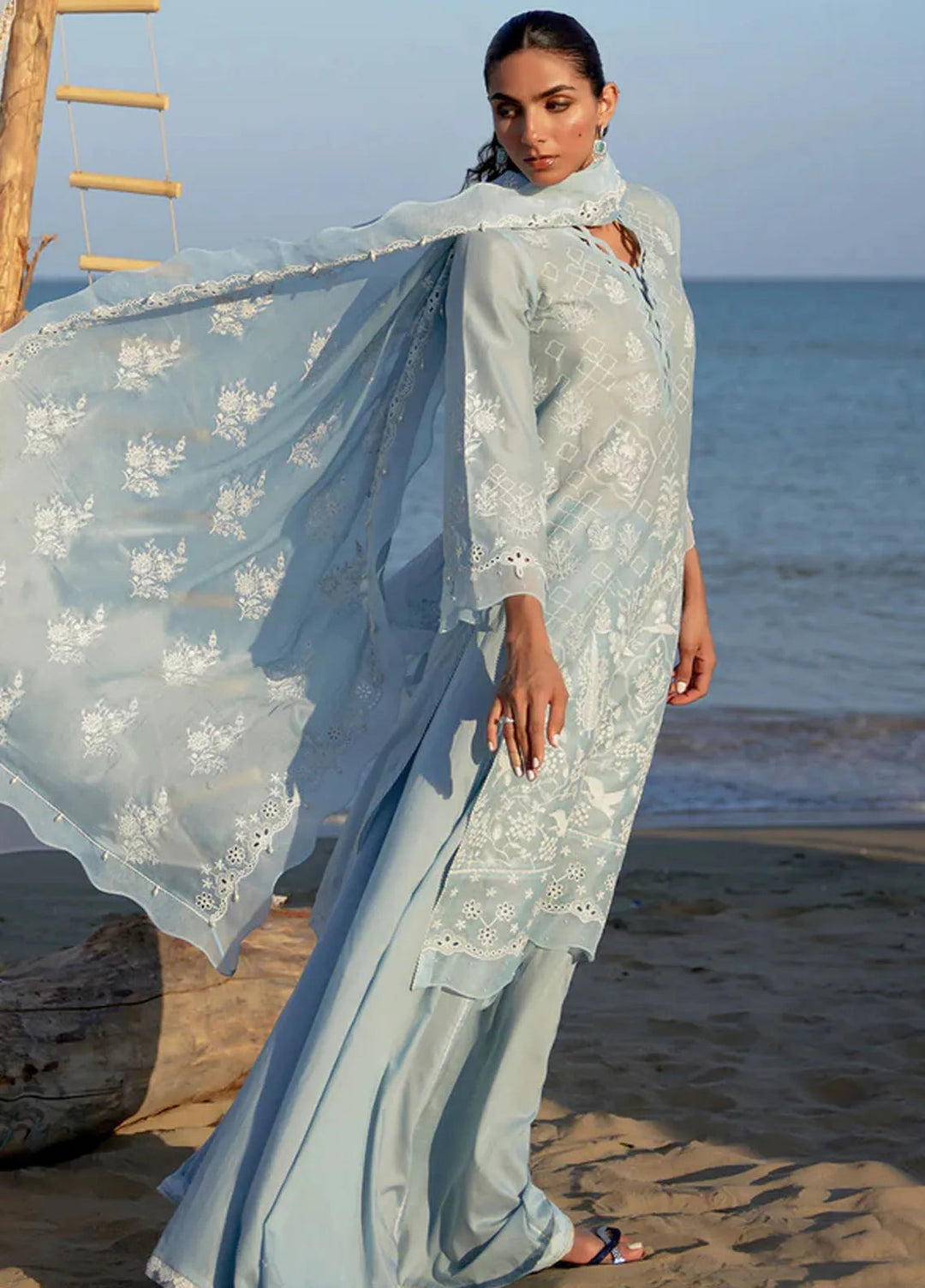 Sahar Chikankari Lawn Suit Unstitched 3 Piece SHR24C D-03 - Summer Collection