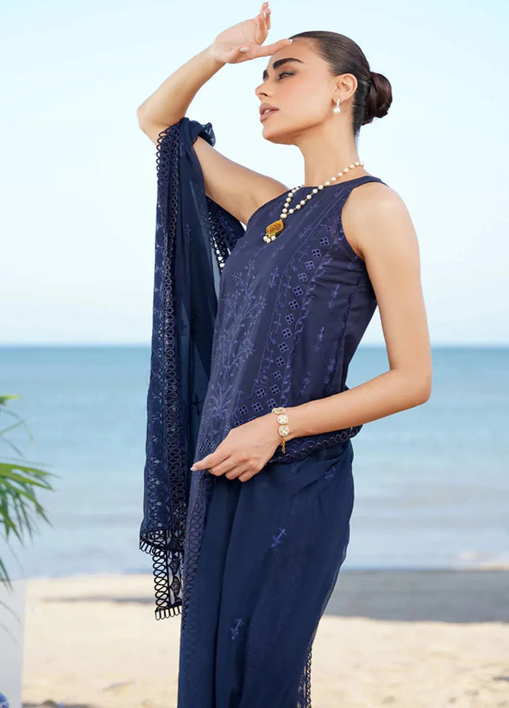Sahar Chikankari Lawn Suit Unstitched 3 Piece SHR24C D-07 - Summer Collection