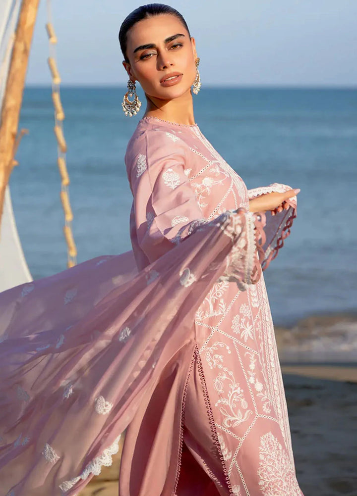 Sahar Chikankari Lawn Suit Unstitched 3 Piece SHR24C D-08 - Summer Collection